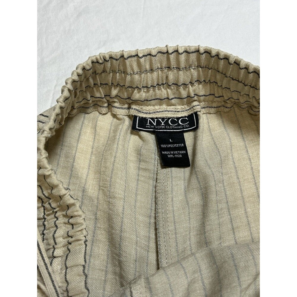 NYCC Beige Striped Wide Leg Cargo Lounge High Waist Boho Pants Women size L - Picture 6 of 7